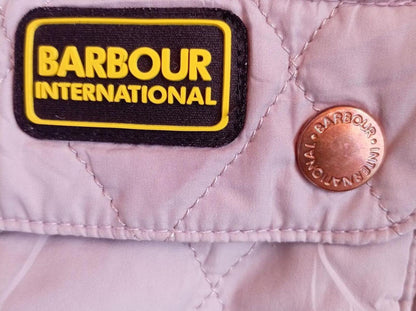 Barbour International Women's Quilted Jacket Lilac Hooded UK 12 (18" Pit to Pit)