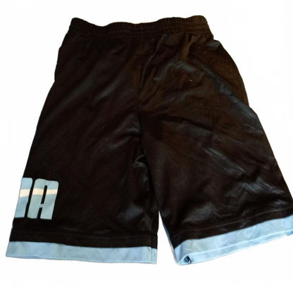 Puma Black Sports Shorts with Light Blue Trim - Medium