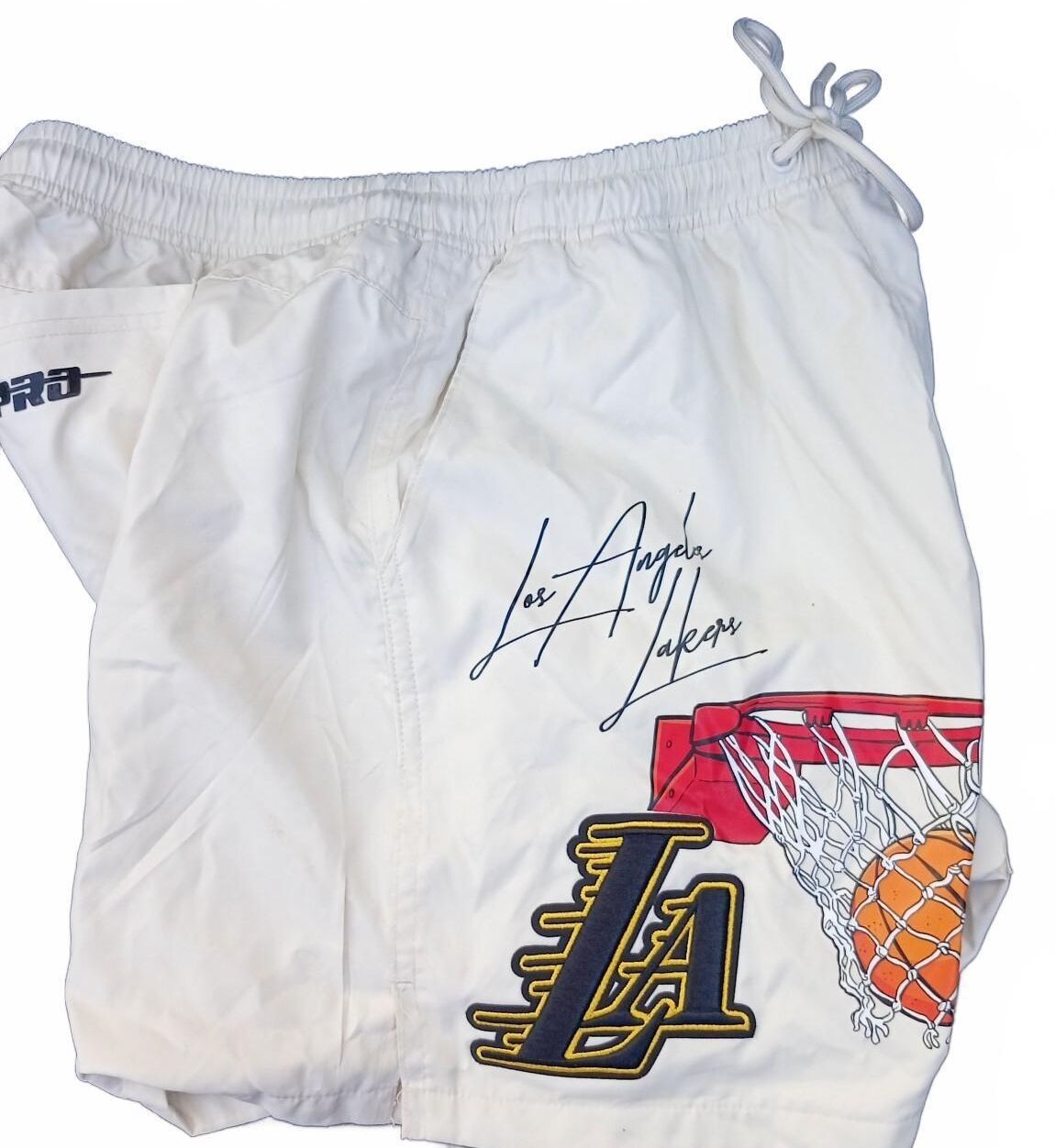 Pro Standard NBA LA Lakers Shorts White Premium Embroidered Mens Size Large