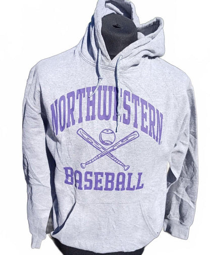Northwestern Baseball Grey Hoodie Sweatshirt - Medium - 21" P2P