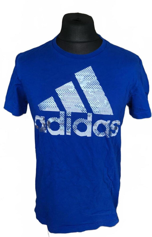 Adidas Blue Logo Graphic T-Shirt - Medium