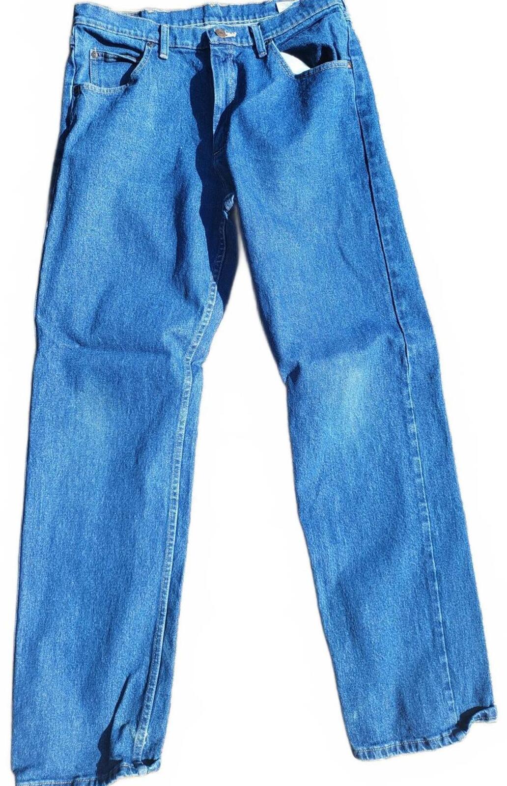 Wrangler Comfort Flex Mens Jeans Size W34 L34 Straight Leg Blue Denim