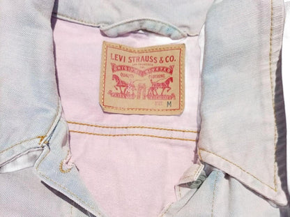 Levi's Women's Denim Trucker Jacket M Medium Bleached Pastel Lilac Pink 21" P2P