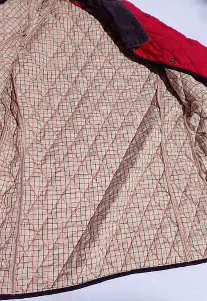 Barbour Women's Quilted Jacket Red UK 12 Tattersall Check Lining