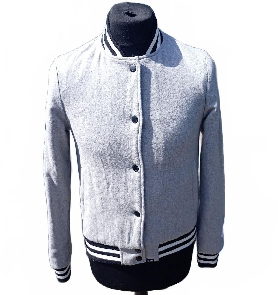 Superdry Boutique Bomber Jacket Small Light Grey Lightweight – NY/Paris Logo