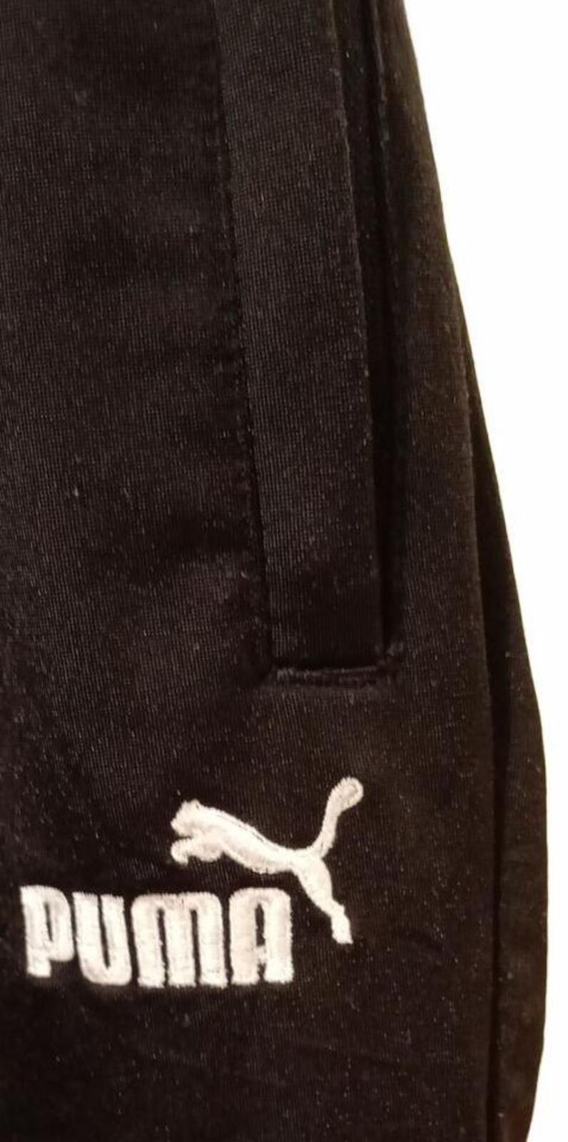 Puma Black Track Pants with Elastic Waist and Ankle Cuffs - Medium