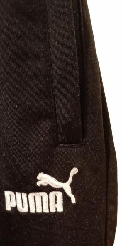 Puma Black Track Pants with Elastic Waist and Ankle Cuffs - Medium