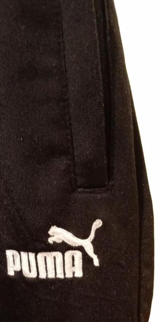 Puma Black Track Pants with Elastic Waist and Ankle Cuffs - Medium