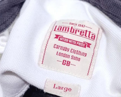 Lambretta Mens Polo Shirt Large White Mod Carnaby Street Lion Soho Casual Top