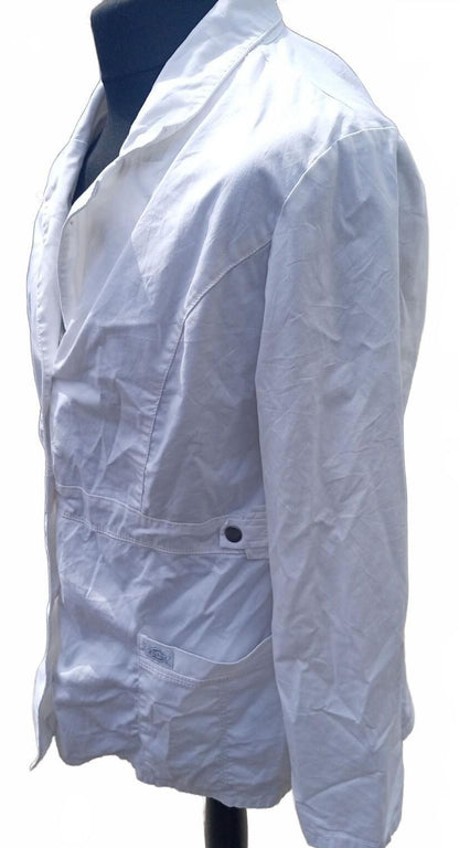 Dickies White Lab Coat Medical Scrub Jacket Blazer 3-Button Women's XL (23" P2P)