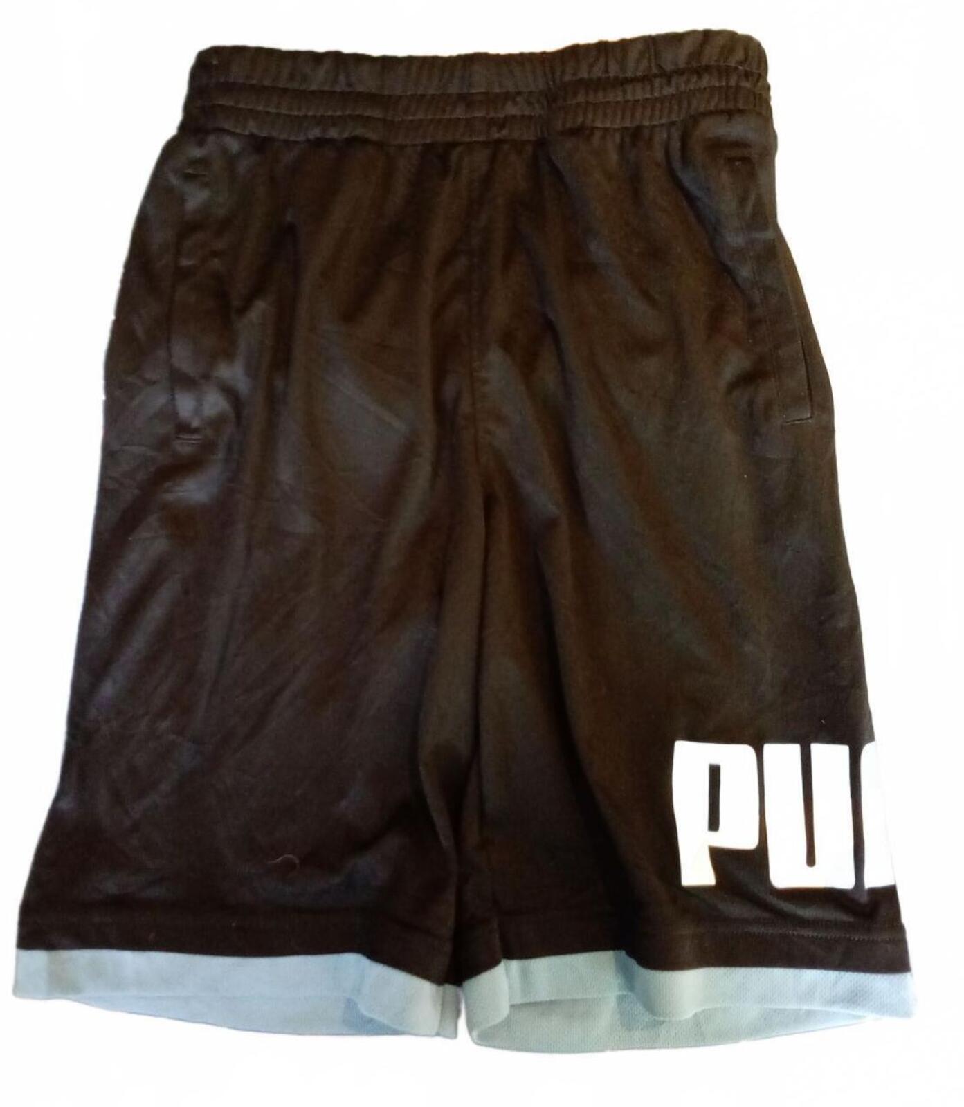 Puma Black Sports Shorts with Light Blue Trim - Medium
