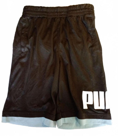 Puma Black Sports Shorts with Light Blue Trim - Medium