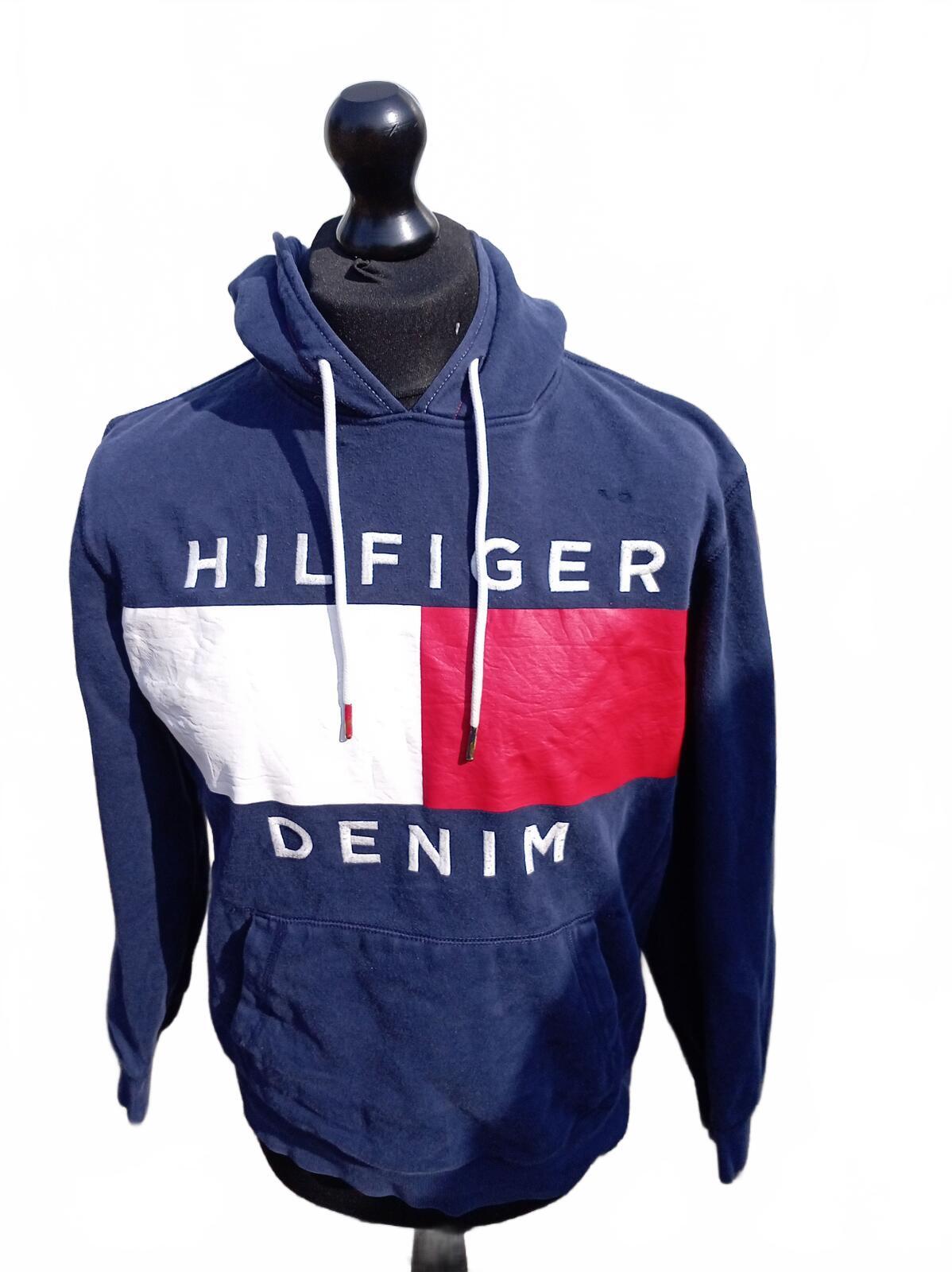 Tommy Hilfiger Navy Blue Hoodie with Logo Print Large