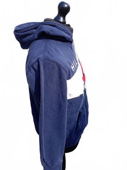 Tommy Hilfiger Navy Blue Hoodie with Logo Print Large