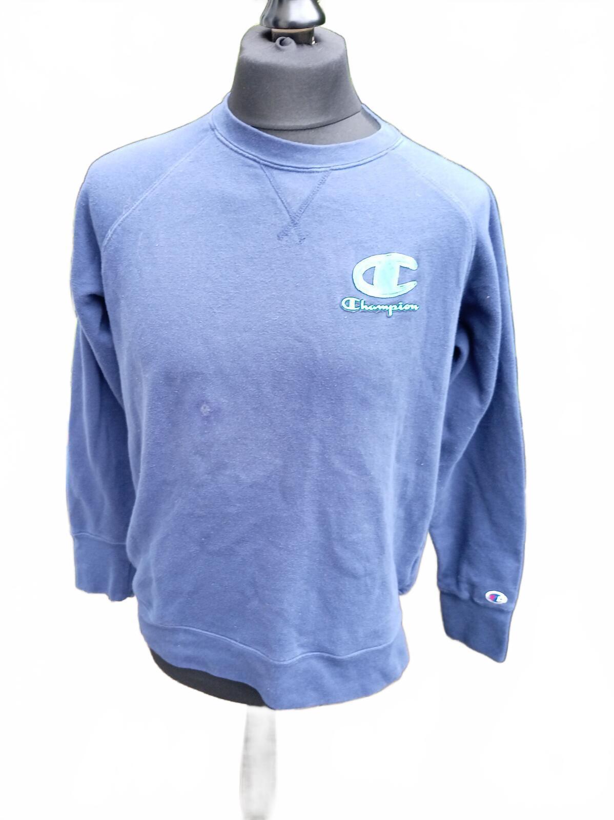 Champion Blue Crewneck Sweatshirt with Logo Embroidery - Large