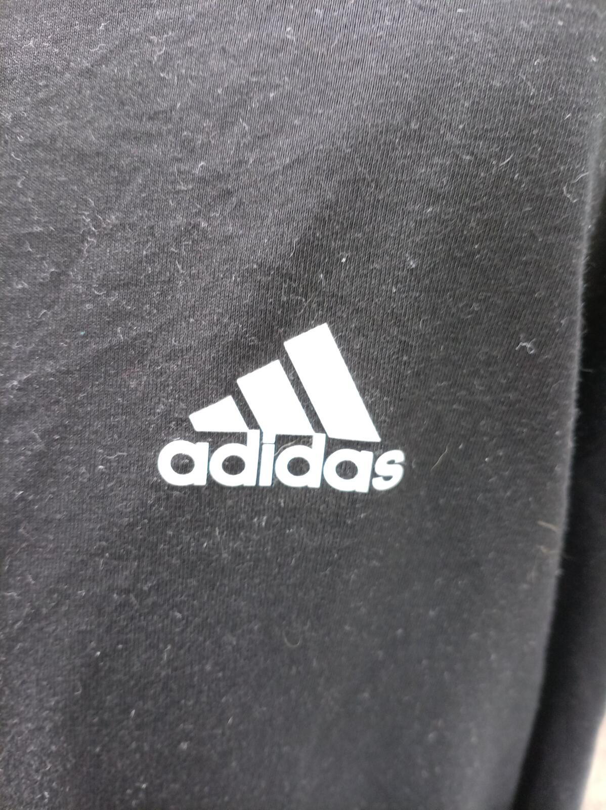 Adidas Black Long Sleeve Hoodie with White Stripes XXL