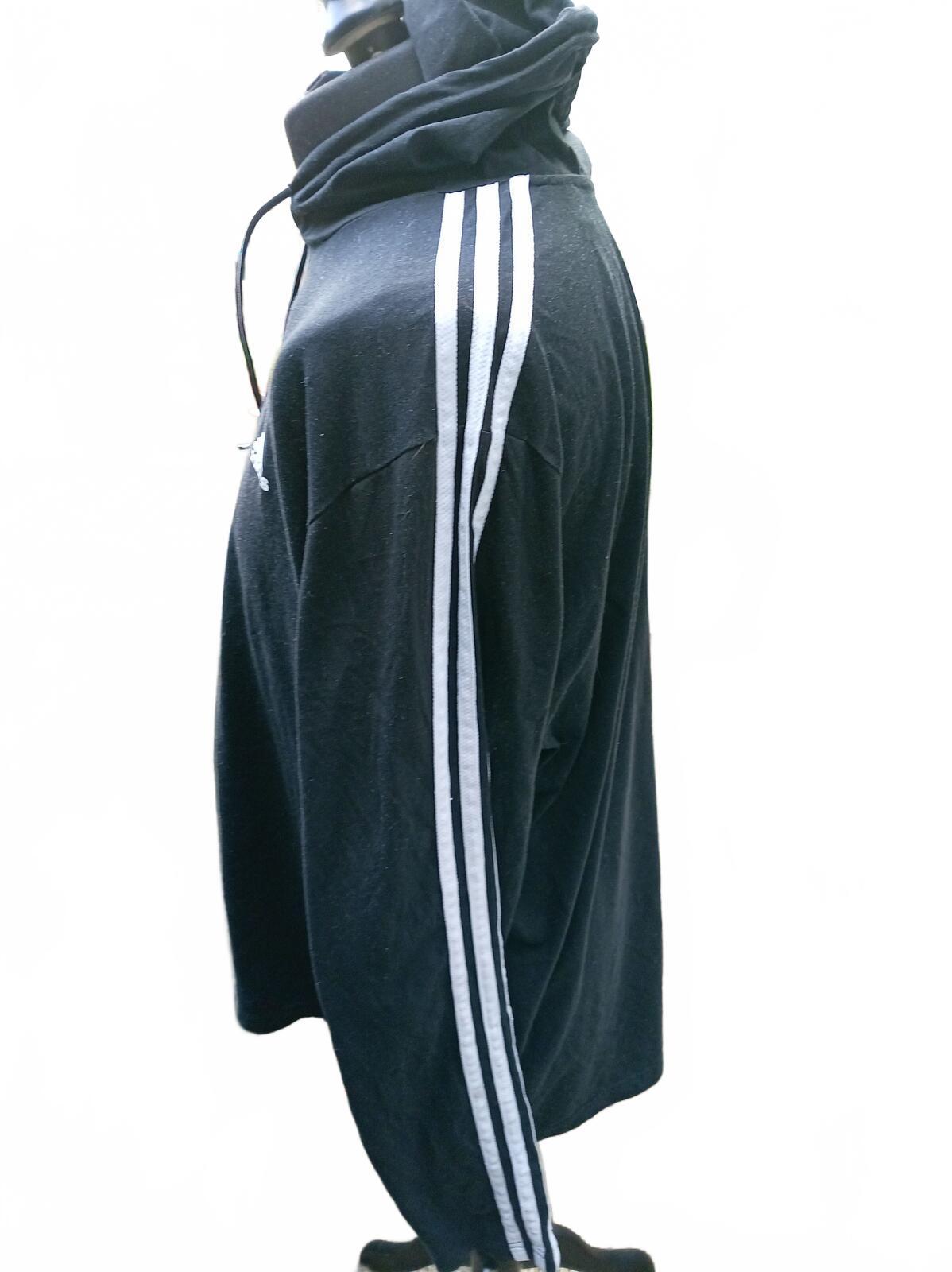 Adidas Black Long Sleeve Hoodie with White Stripes XXL