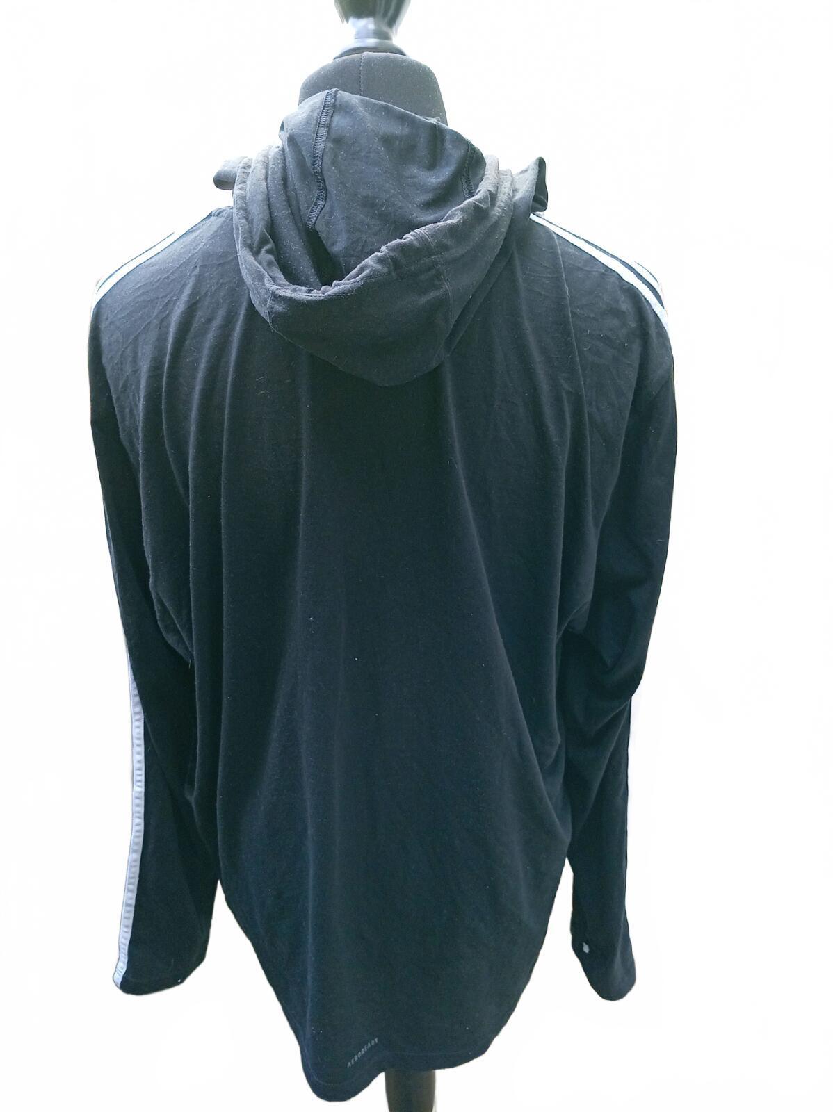 Adidas Black Long Sleeve Hoodie with White Stripes XXL
