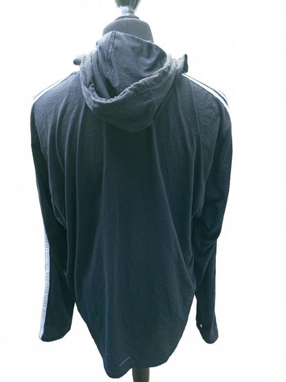 Adidas Black Long Sleeve Hoodie with White Stripes XXL