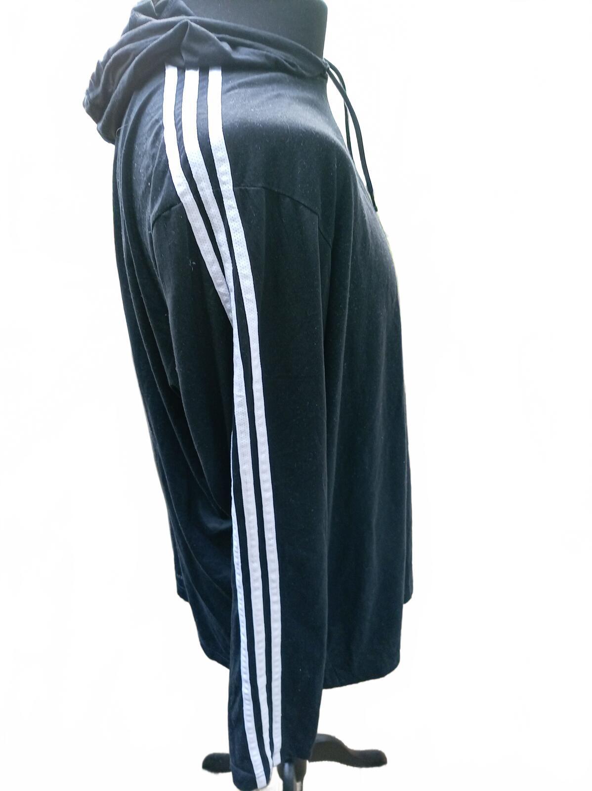 Adidas Black Long Sleeve Hoodie with White Stripes XXL