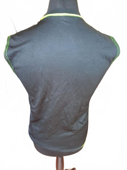 Nike Black Sleeveless Athletic Top with Green Stitching - Small