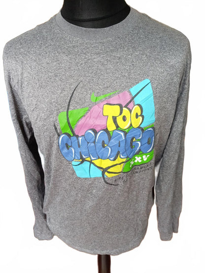 Nike Long Sleeve Grey Graphic T-Shirt Chicago Design - XL