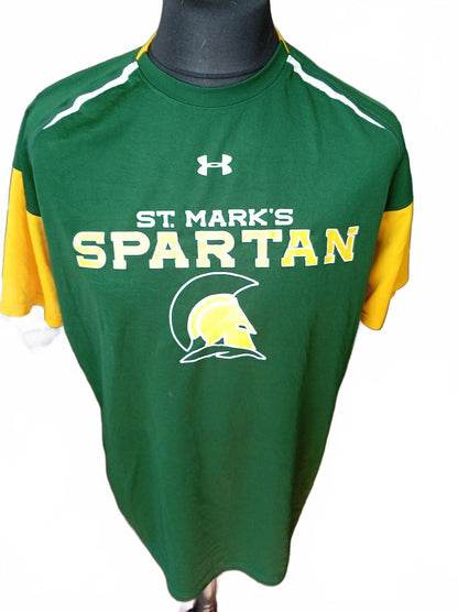 Under Armour St. Mark's Spartan Green and Yellow Sports T-Shirt - XL
