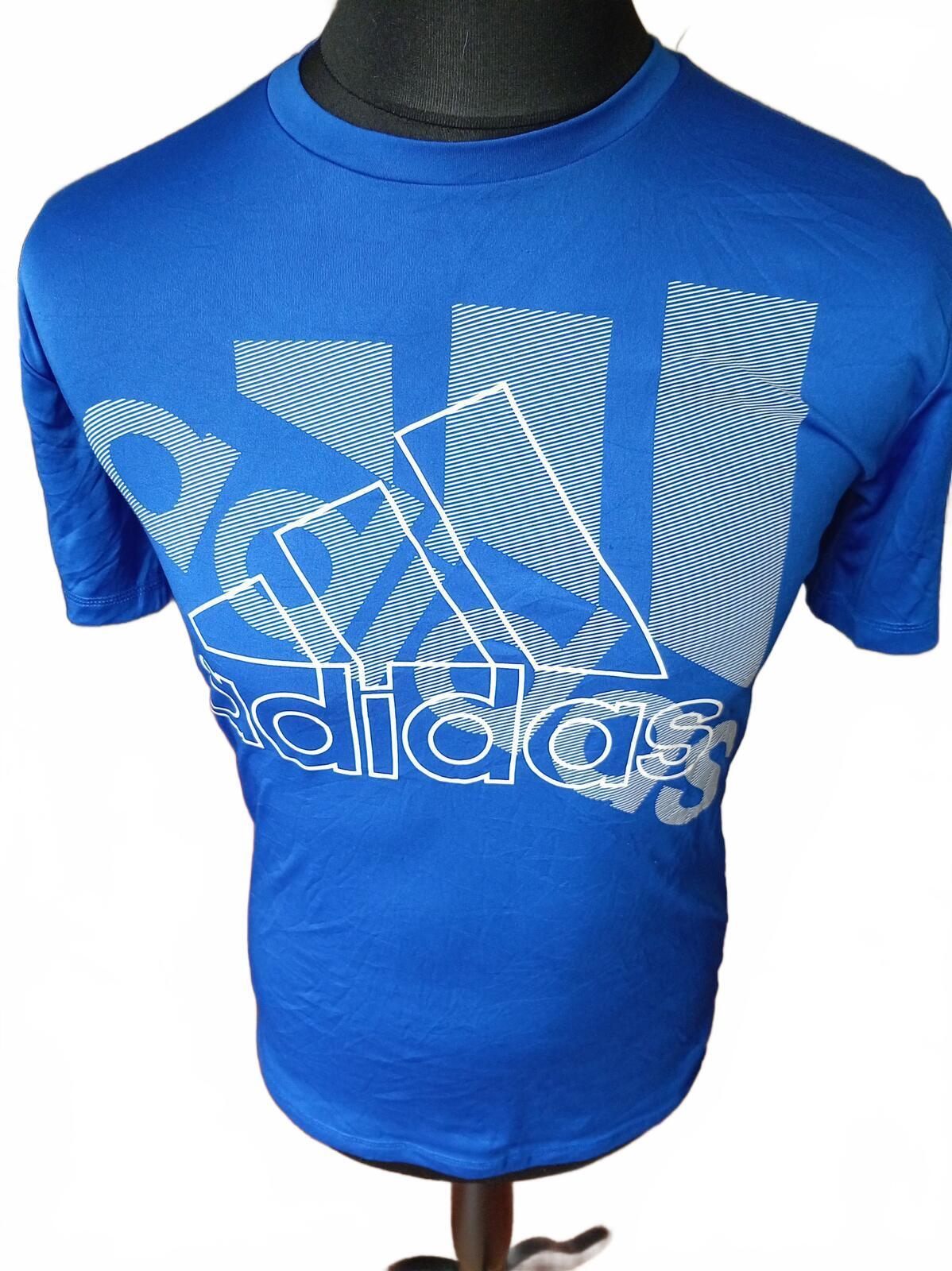 Adidas Blue Logo Graphic T-Shirt - Large