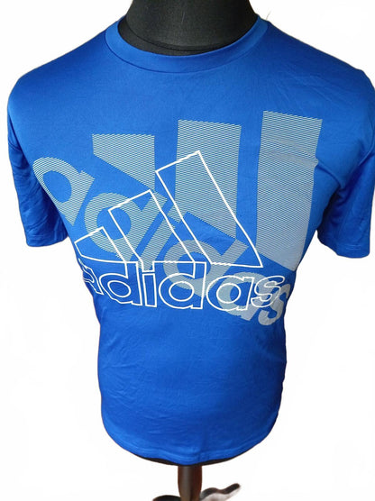 Adidas Blue Logo Graphic T-Shirt - Large