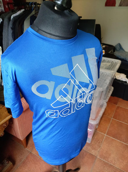 Adidas Blue Logo Graphic T-Shirt - Large