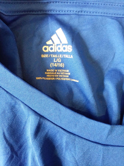 Adidas Blue Logo Graphic T-Shirt - Large