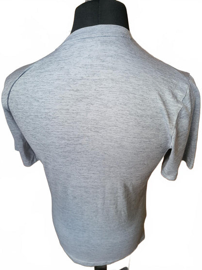 Nike Grey Short Sleeve T-Shirt with Black Swoosh Logo - Small
