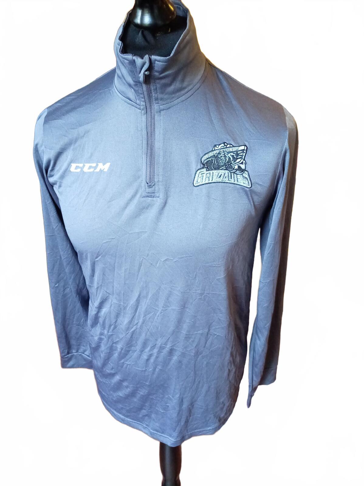 CCM Grey Long Sleeve 1/4 Zip Pullover Top - Medium
