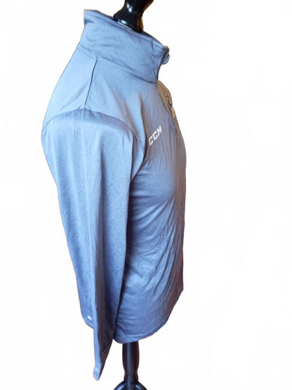CCM Grey Long Sleeve 1/4 Zip Pullover Top - Medium