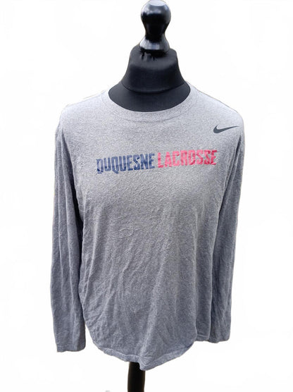 Nike Duquesne Lacrosse Long Sleeve Graphic Tee - Men’s XXL - Grey College Shirt