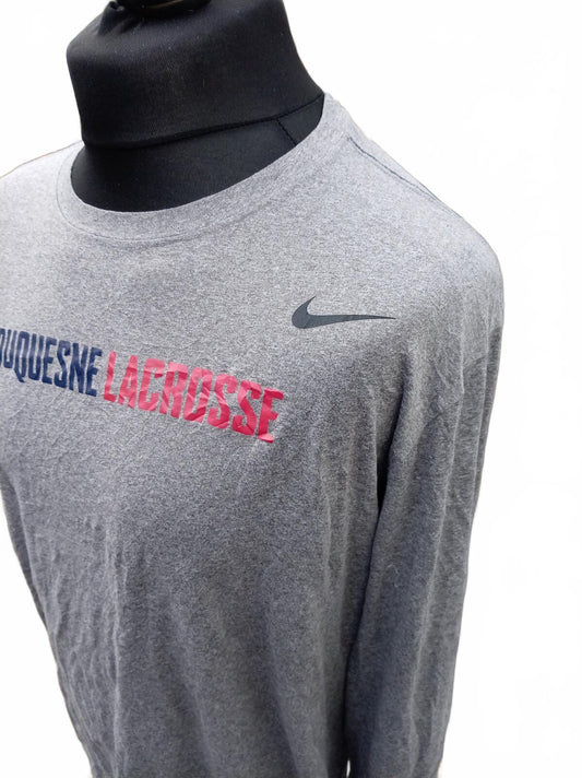 Nike Duquesne Lacrosse Long Sleeve Graphic Tee - Men’s XXL - Grey College Shirt