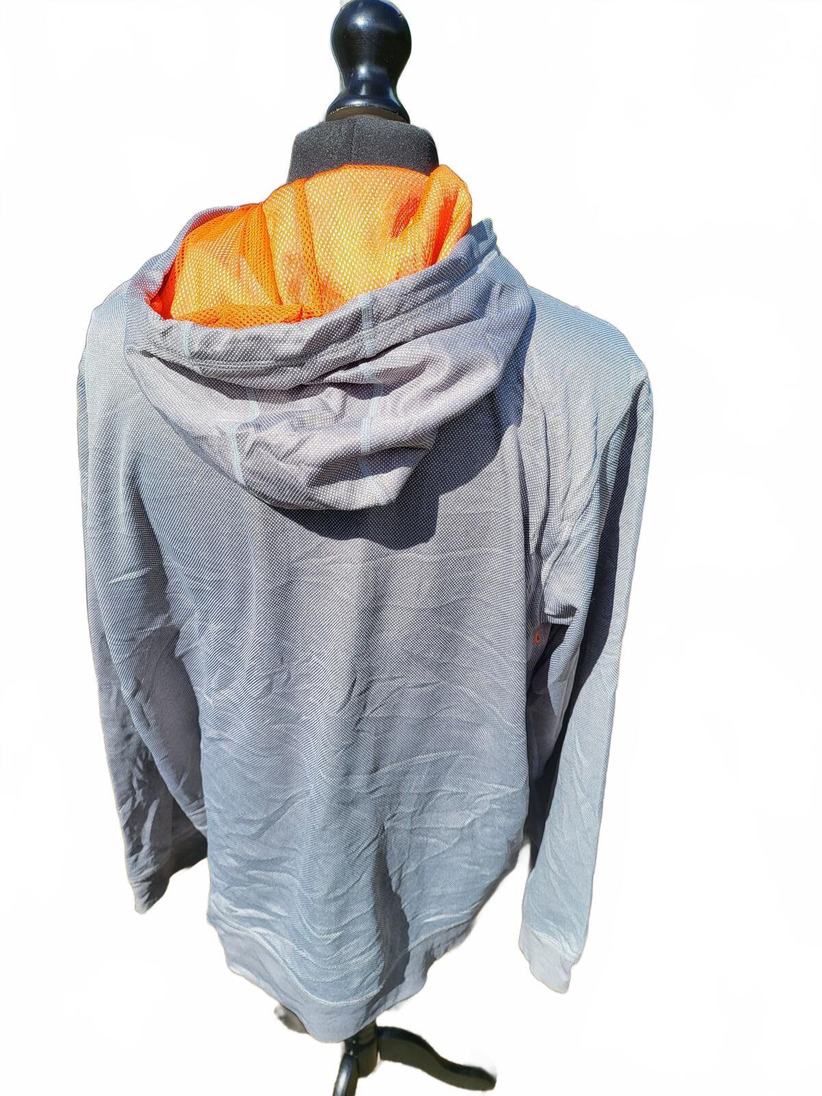 FILA Men’s XXL Grey Hoodie - Orange Contrast - Lightweight Tech Fleece