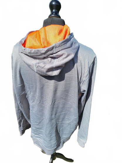 FILA Men’s XXL Grey Hoodie - Orange Contrast - Lightweight Tech Fleece
