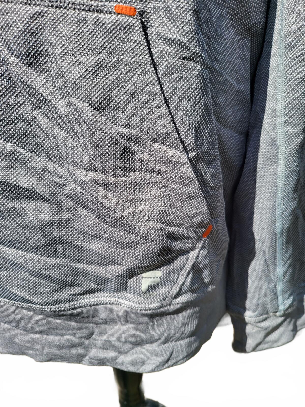 FILA Men’s XXL Grey Hoodie - Orange Contrast - Lightweight Tech Fleece