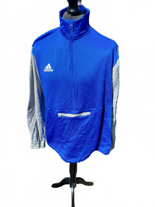 adidas 1/4 Zip Training Top - Blue & Grey - Men’s XXL - Front Zip Pocket