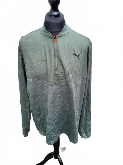 Puma Men’s XXL Olive Green 1/4 Zip Pullover - Training Top - Technical Fleece
