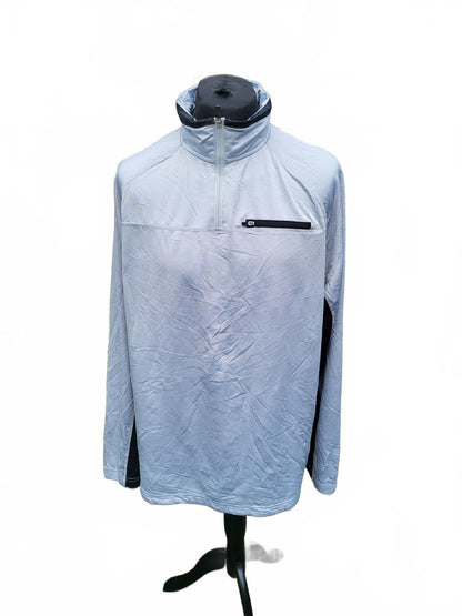 FILA Men’s XXL Retro 1/4 Zip - Icy Grey/Navy - Mint Condition - 90s Terrace Vibe