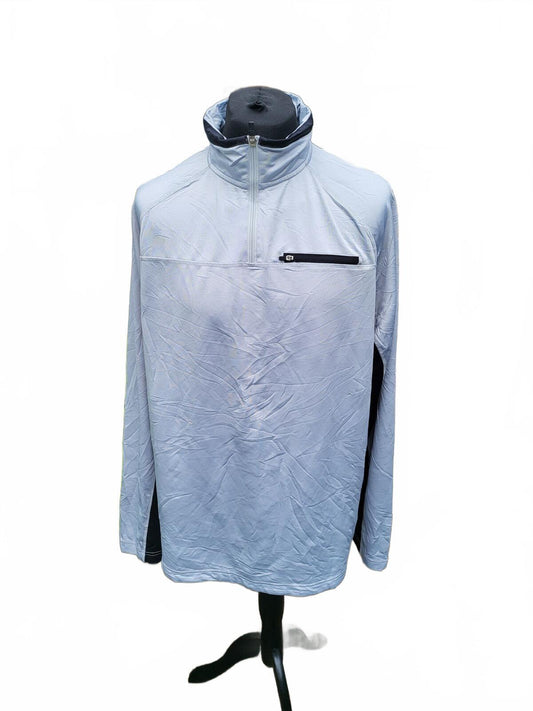 FILA Men’s XXL Retro 1/4 Zip - Icy Grey/Navy - Mint Condition - 90s Terrace Vibe