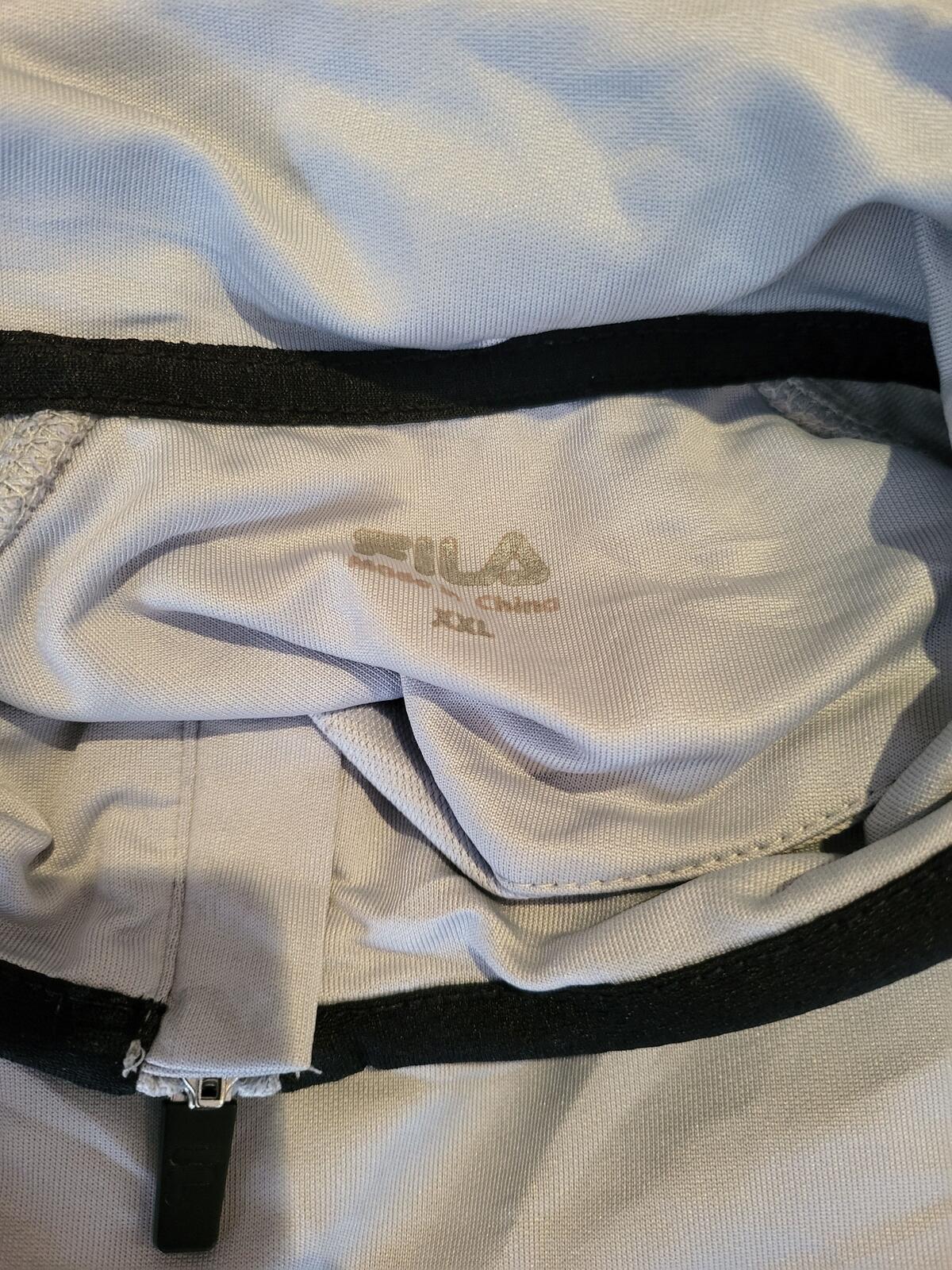 FILA Men’s XXL Retro 1/4 Zip - Icy Grey/Navy - Mint Condition - 90s Terrace Vibe