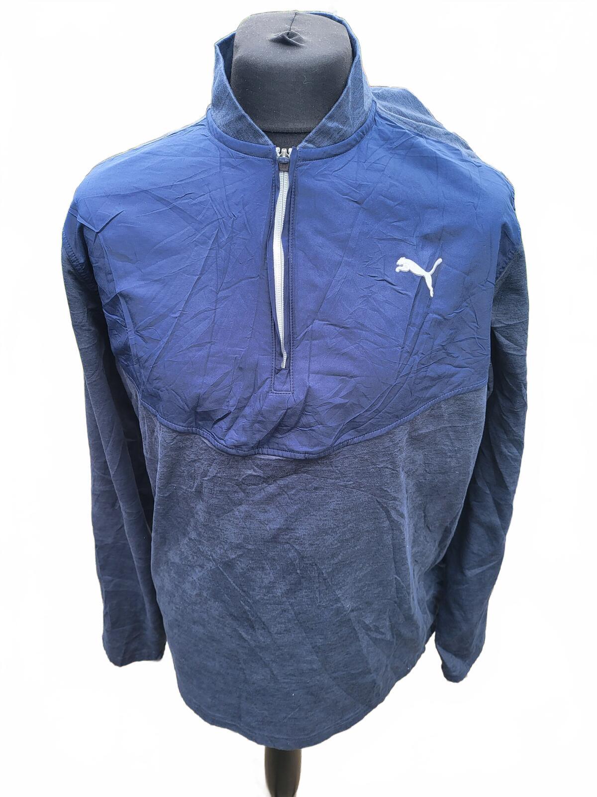 Puma XXL Mixed Media Quarter-Zip Pullover - Navy Blue - Lightweight Performance
