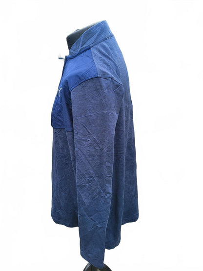 Puma XXL Mixed Media Quarter-Zip Pullover - Navy Blue - Lightweight Performance