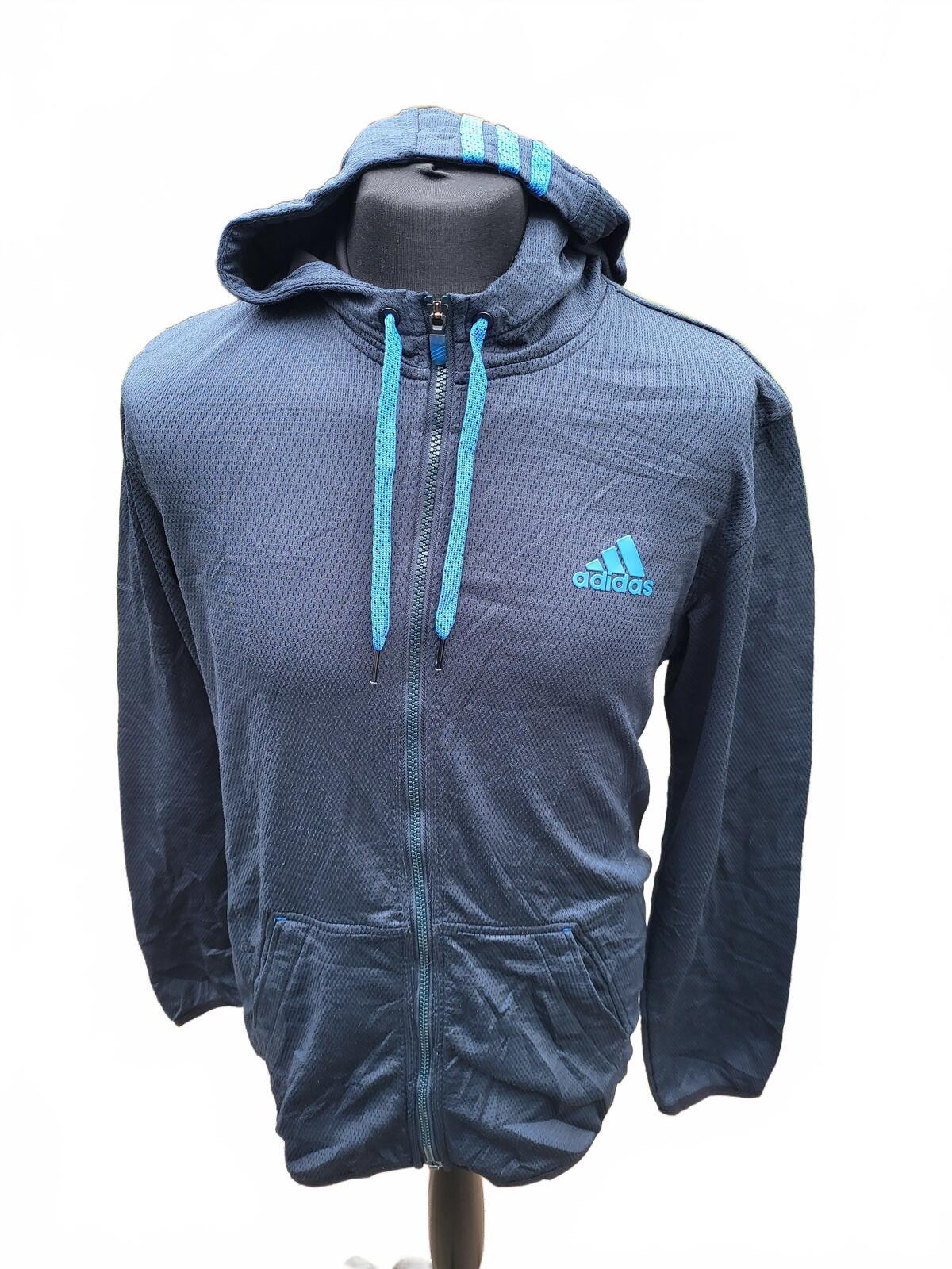 adidas Golf Full-Zip Hoodie - Men’s Medium - Navy & Cyan Blue