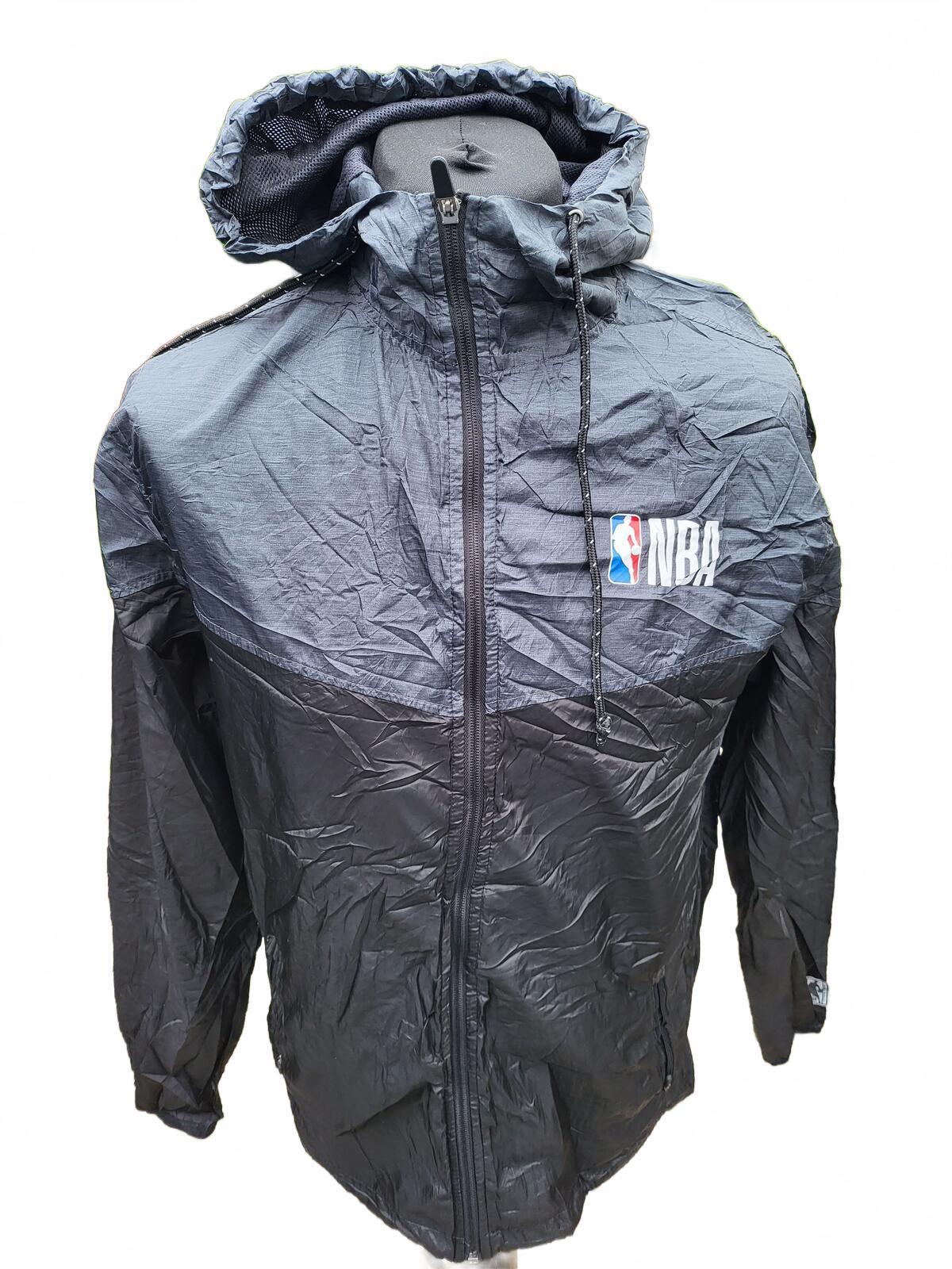 NBA Official Logo Windbreaker Jacket - Men’s Medium - Black/Grey Full Zip
