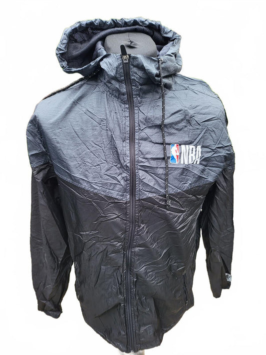 NBA Official Logo Windbreaker Jacket - Men’s Medium - Black/Grey Full Zip