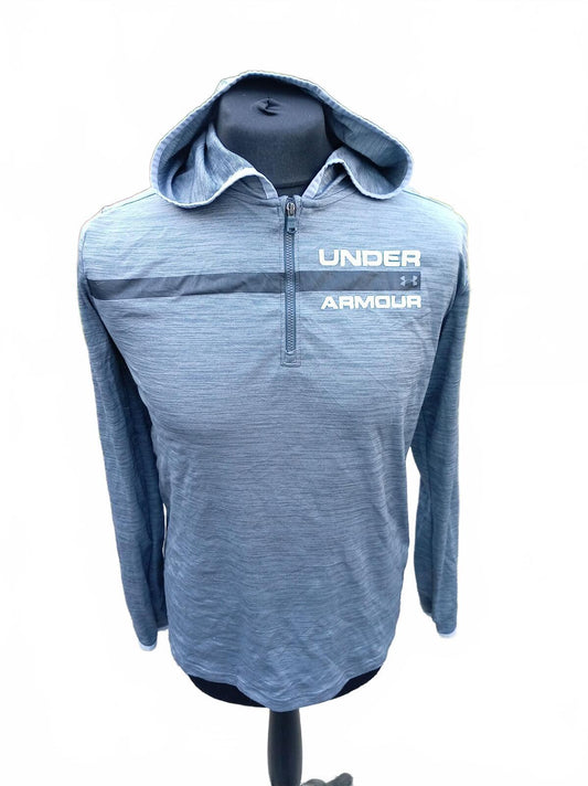 Boys Under Armour YXL 1/4 Zip Hoodie - Grey HeatGear - Age 14-16